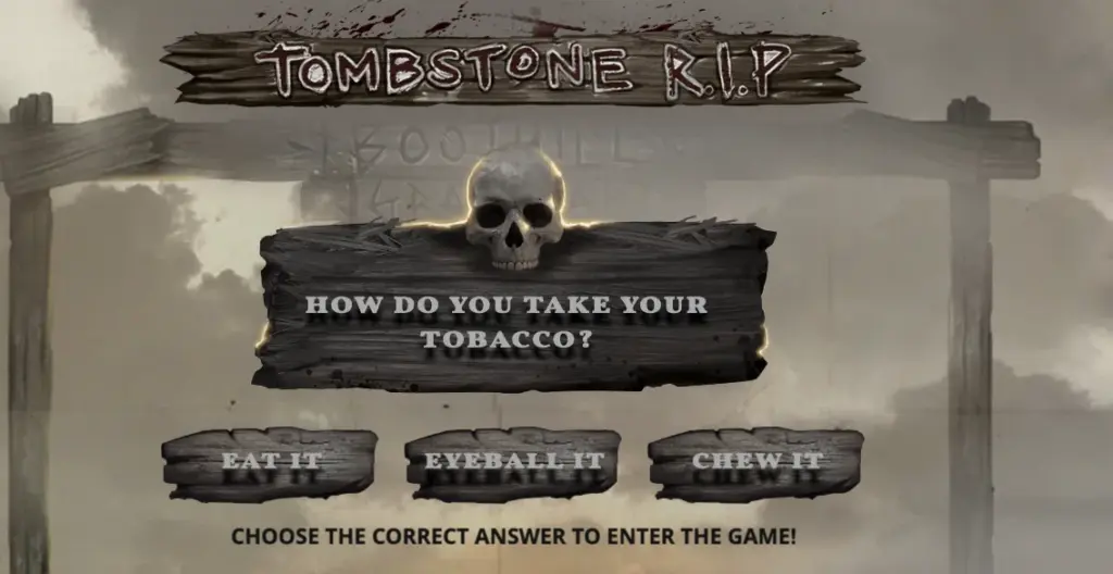 Tombstone RIP cowboy symbols payout table showing character values